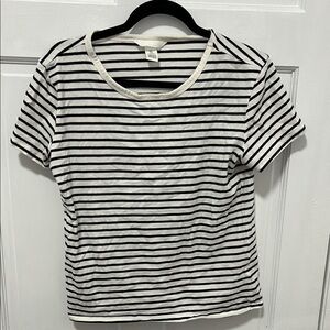 H&M Black and White Striped Short Sleeve Tee